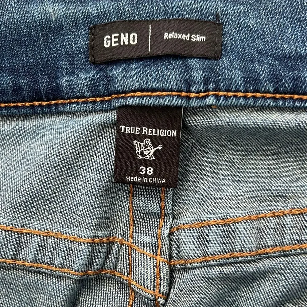 True Religion Geno Relaxed Slim Jeans Men's Size 38 Blue Denim Straight 40X32